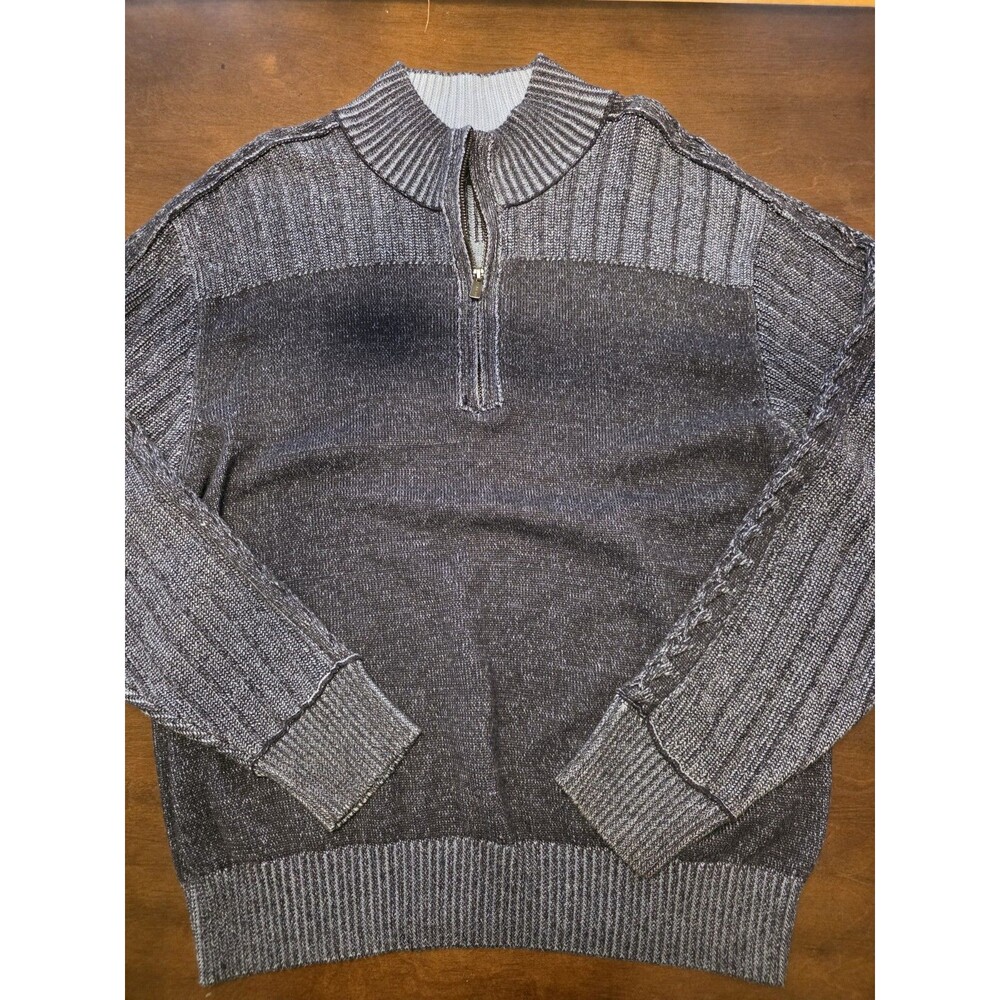 F/X Fusion Mens Blue Cotton Cable Knit 1/4 Zip Sweater Pullover XXL